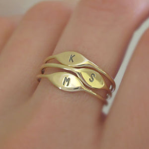 14k Gold Tiny Personalized Initial Stacking Ring