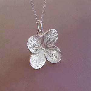 Sterling Silver Flower Necklace - Hydrangea - Bright Finish
