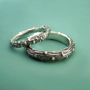 Sterling Silver Twig Wedding Ring - Recycled Sterling Silver - Pine Branch
