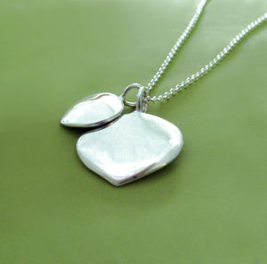 Mother and Child Aspen Leaf Necklace - Sterling Silver