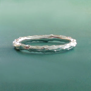 Twig Stacking Ring in Sterling Silver - Thin Pine Branch