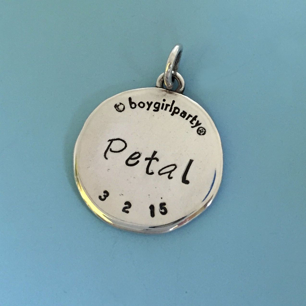 The Happy Rescued Pit Bull Necklace in Sterling Silver - Custom Stamped with Dog's Name and Date