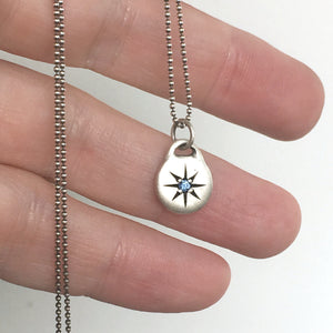 Little Blue Sapphire Star Necklace in Sterling Silver