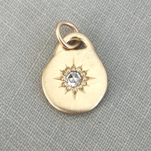 14k Gold Star Necklace with Rose Cut Moissanite or Diamond
