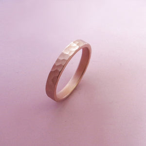 Hand Hammered Recycled Gold Ring in 14k Rose Gold - Choose a Width - Polished or Matte Finish