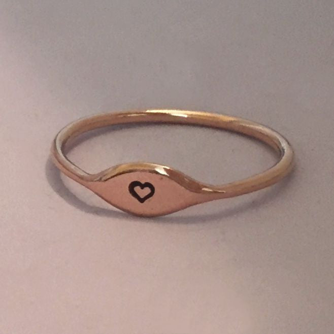 14k Gold Tiny Personalized Initial Stacking Ring