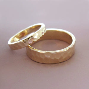 Hand Hammered Recycled Gold Ring in 14k Yellow Gold - Choose a Width - Polished or Matte Finish
