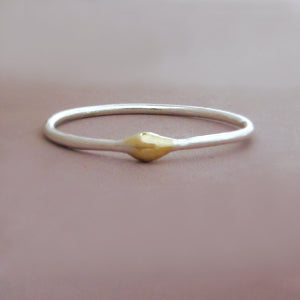 Sterling Silver and 22k Gold Stacking Ring - Rain