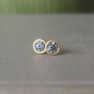 Grey Moissanite and 14k Gold or Sterling Silver Stud Earrings