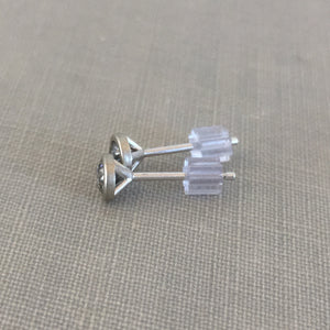 Grey Moissanite and 14k Gold or Sterling Silver Stud Earrings