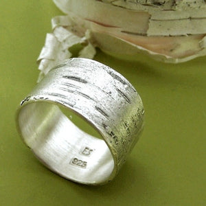 Birch Bark Ring in Sterling Silver Choose a Width