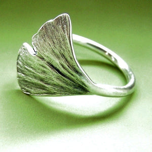 Ginkgo Leaf Ring - Sterling Silver
