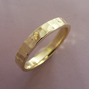 18k Yellow Gold Hand Hammered Wedding Band - Choose a Width