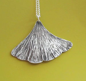 Sterling Silver Ginkgo Leaf Necklace