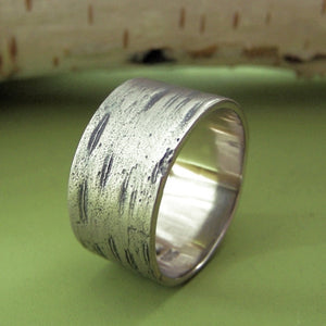 Birch Bark Wedding Ring in 14k White Gold - Choose a Width