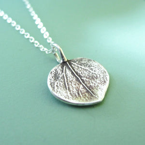 Sterling Silver Leaf Necklace - Tiny Aspen